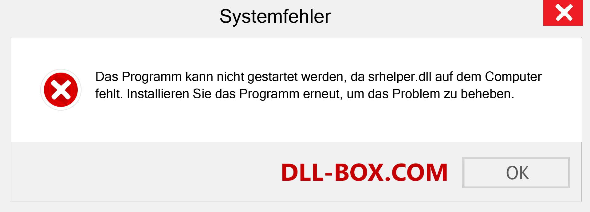 srhelper.dll-Datei fehlt?. Download für Windows 7, 8, 10 - Fix srhelper dll Missing Error unter Windows, Fotos, Bildern